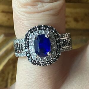 Blue Spinel Sterling Silver Ring Size 6